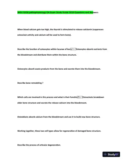 2023-2024 WGU D236 Pathophysiology Practice Exam with Answers (170 Solved Questions) - Page 16 preview image