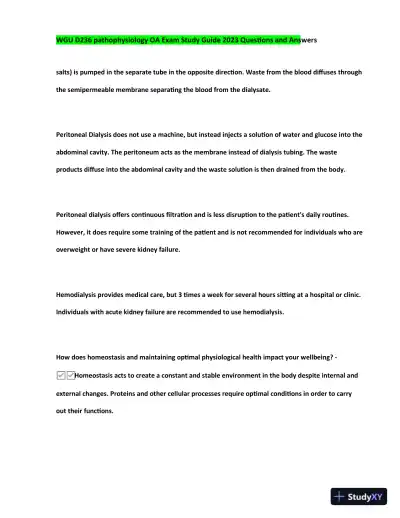 2023-2024 WGU D236 Pathophysiology Practice Exam with Answers (170 Solved Questions) - Page 9 preview image