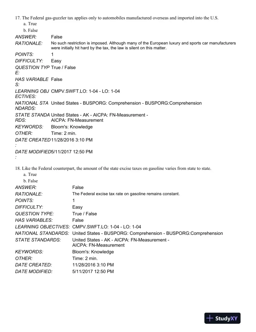 South-Western Federal Taxation 2018: Comprehensive 41st Edition Test Bank, page 10