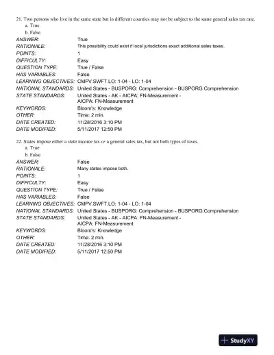South-Western Federal Taxation 2018: Comprehensive 41st Edition Test Bank - Page 12 preview image
