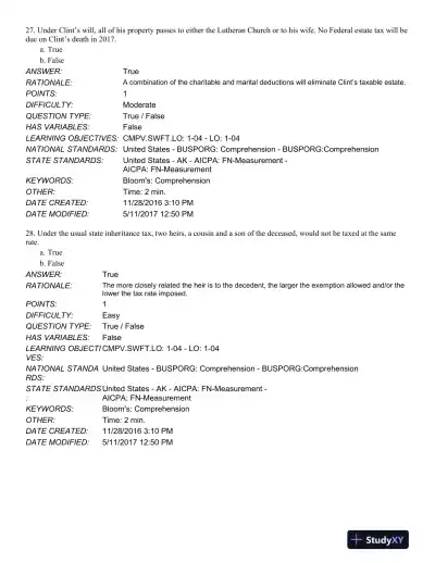 South-Western Federal Taxation 2018: Comprehensive 41st Edition Test Bank - Page 15 preview image