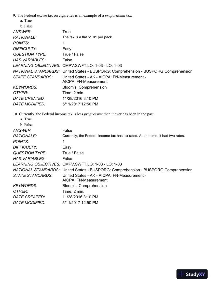 South-Western Federal Taxation 2018: Comprehensive 41st Edition Test Bank, page 6