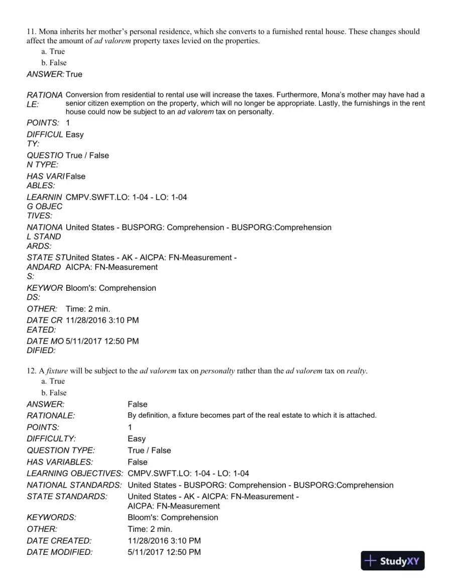 South-Western Federal Taxation 2018: Comprehensive 41st Edition Test Bank, page 7