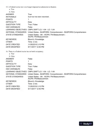 South-Western Federal Taxation 2018: Comprehensive 41st Edition Test Bank - Page 9 preview image