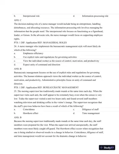 Test Bank For Nursing Leadership and Management, 3rd Edition - Page 10 preview image