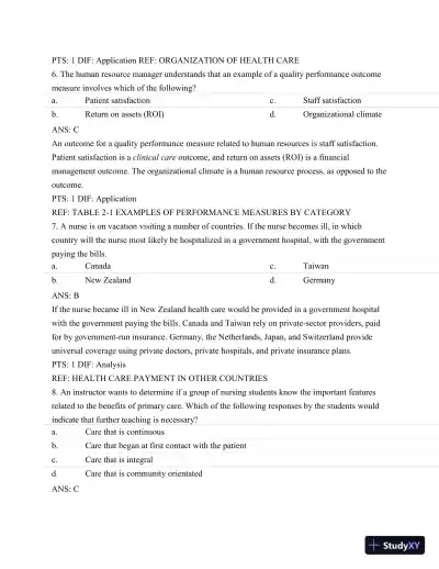 Test Bank For Nursing Leadership and Management, 3rd Edition - Page 14 preview image