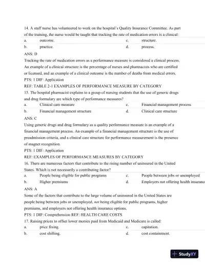 Test Bank For Nursing Leadership and Management, 3rd Edition - Page 17 preview image