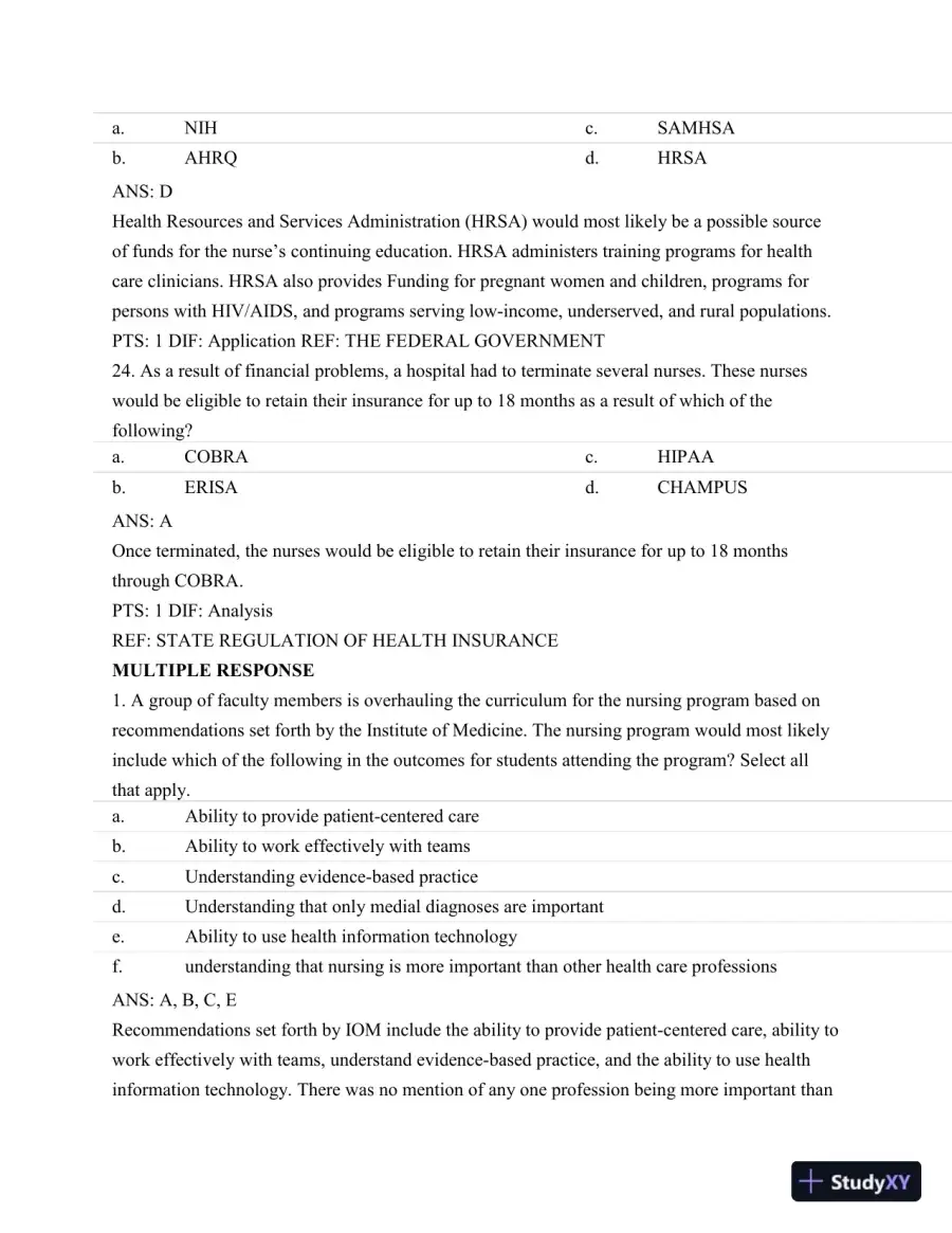 Test Bank For Nursing Leadership and Management, 3rd Edition, page 20