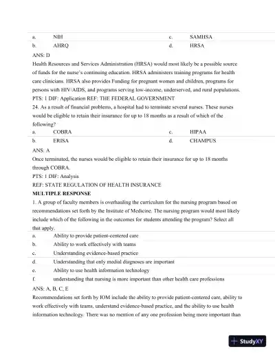Test Bank For Nursing Leadership and Management, 3rd Edition - Page 20 preview image
