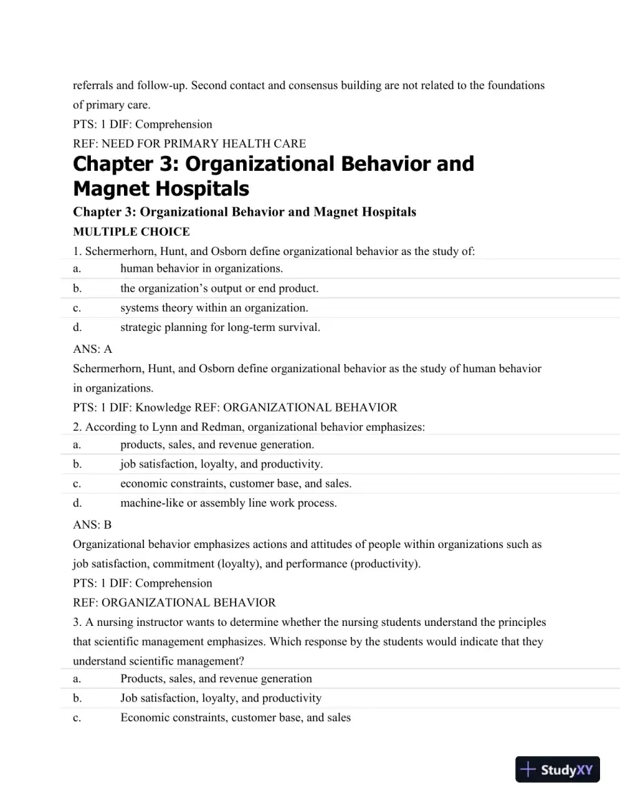 Test Bank For Nursing Leadership and Management, 3rd Edition, page 22