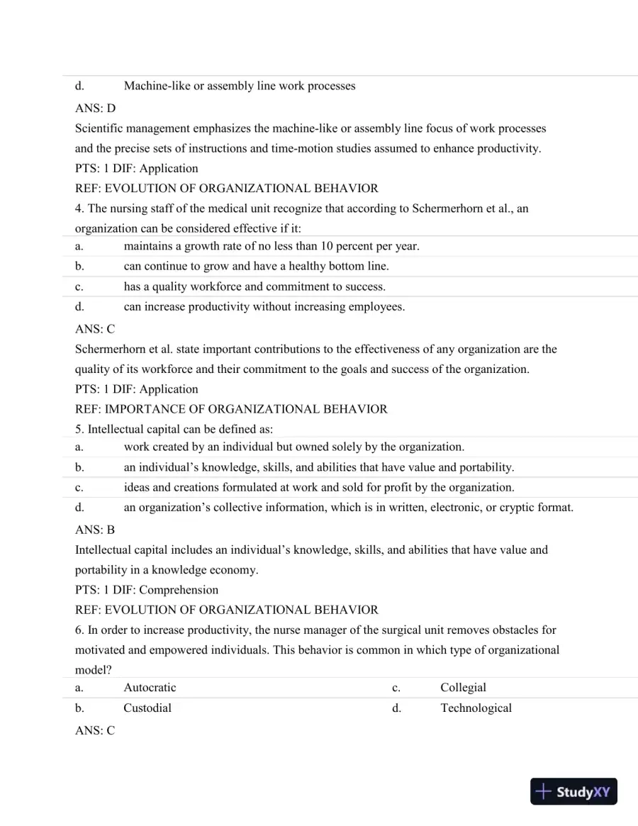 Test Bank For Nursing Leadership and Management, 3rd Edition, page 23