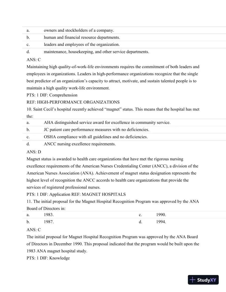Test Bank For Nursing Leadership and Management, 3rd Edition, page 25
