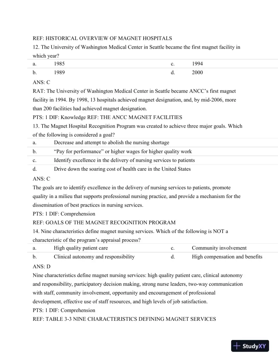 Test Bank For Nursing Leadership and Management, 3rd Edition, page 26