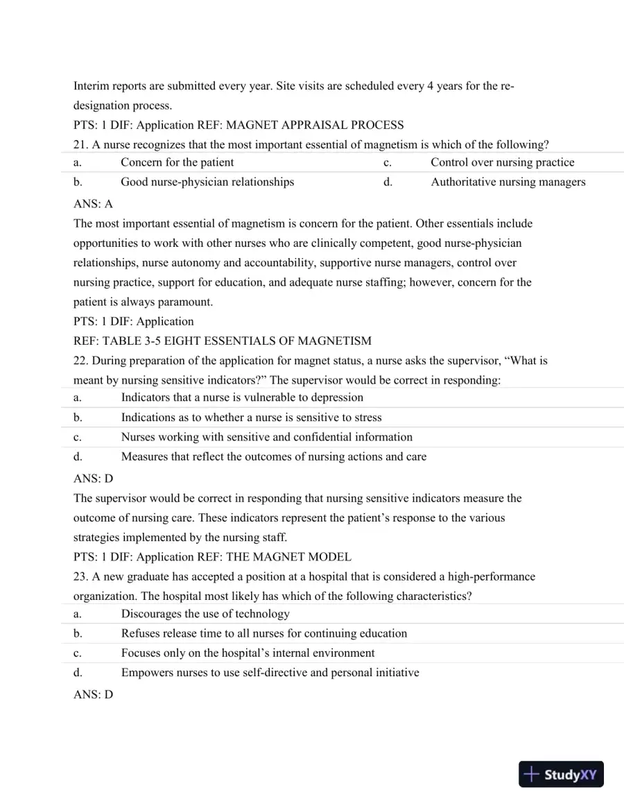 Test Bank For Nursing Leadership and Management, 3rd Edition, page 29