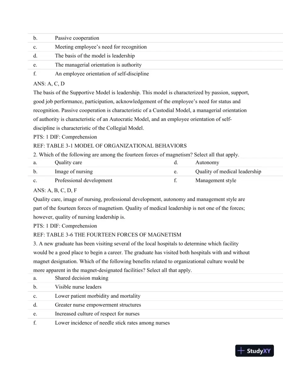 Test Bank For Nursing Leadership and Management, 3rd Edition, page 31