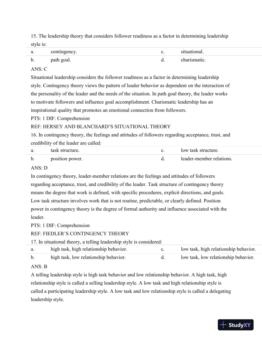 Test Bank For Nursing Leadership and Management, 3rd Edition, page 7