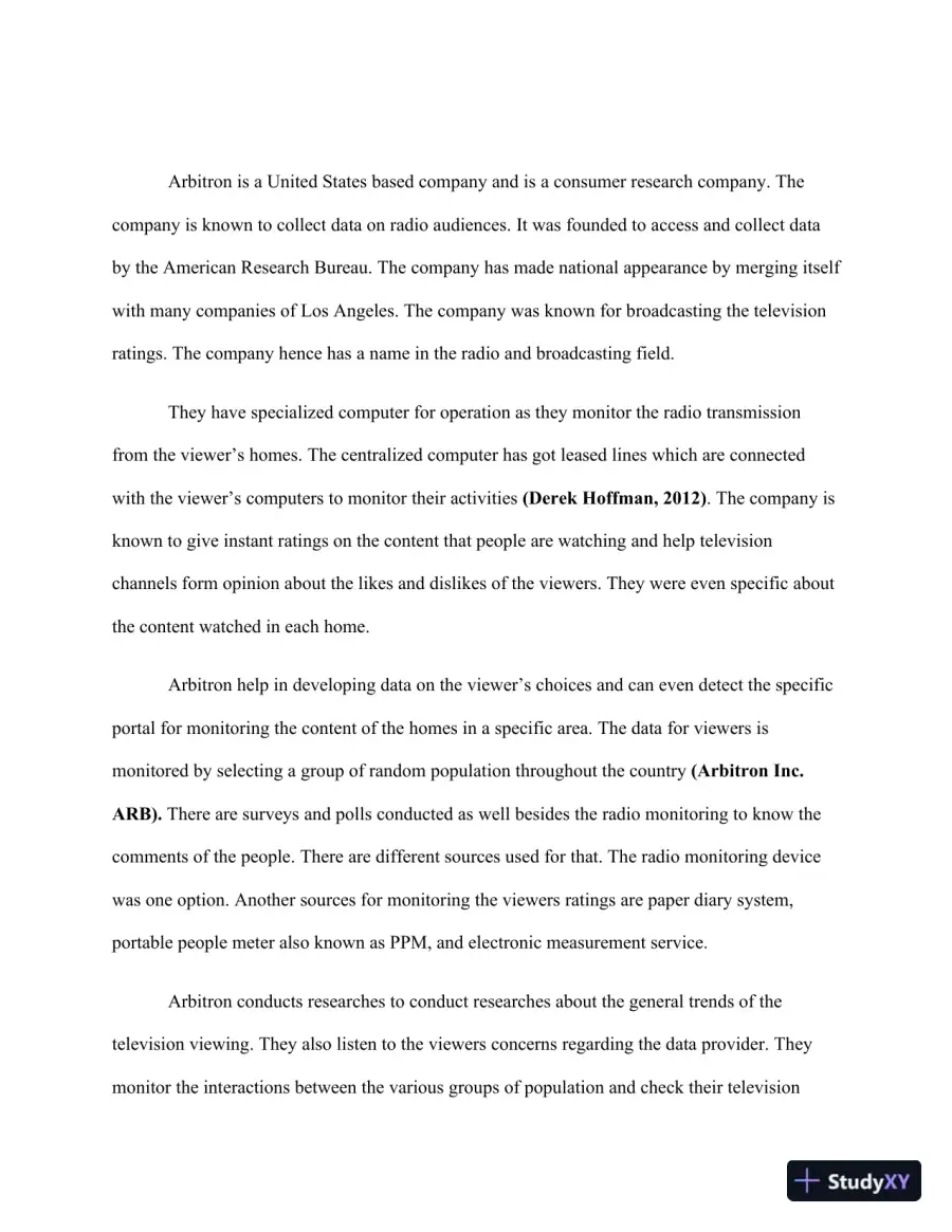 COMPANY REPORT ON ARBITRON, page 3
