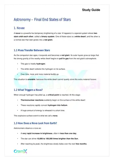 Astronomy - Final End States of Stars - Page 1 preview image