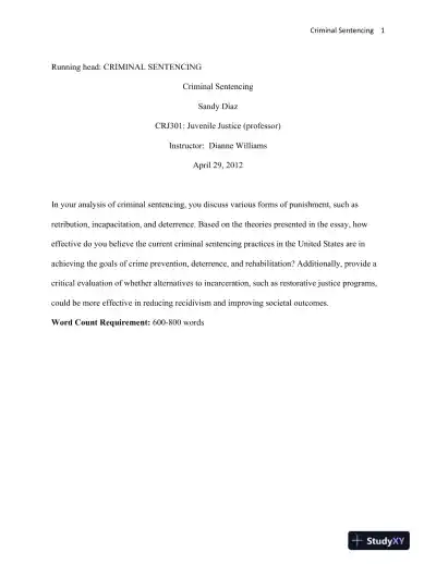 CRJ301: Criminal Sentencing Juvenile Justice (professor) - Page 1 preview image