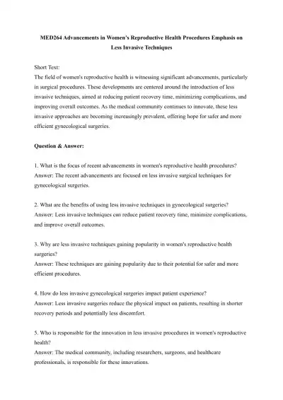 MED264 Advancements in Womens Reproductive Health - Page 1 preview image