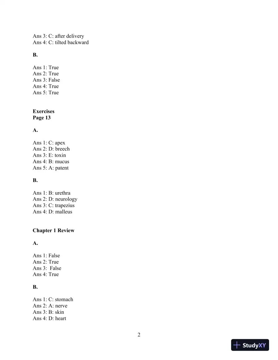 Solution Manual For Medical Language for Modern Health Care, 4th Edition, page 3