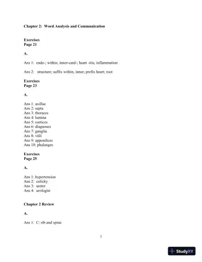 Solution Manual For Medical Language for Modern Health Care, 4th Edition - Page 6 preview image