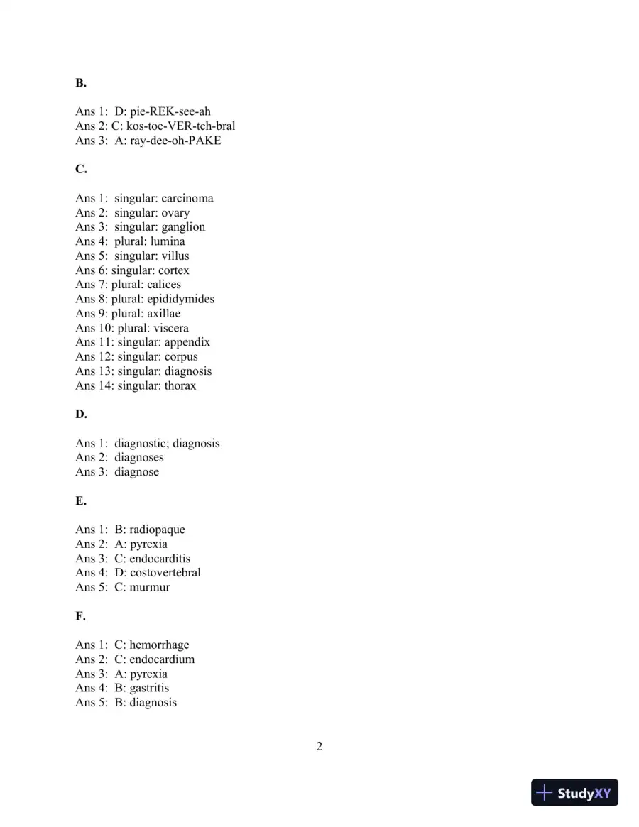 Solution Manual For Medical Language for Modern Health Care, 4th Edition, page 7