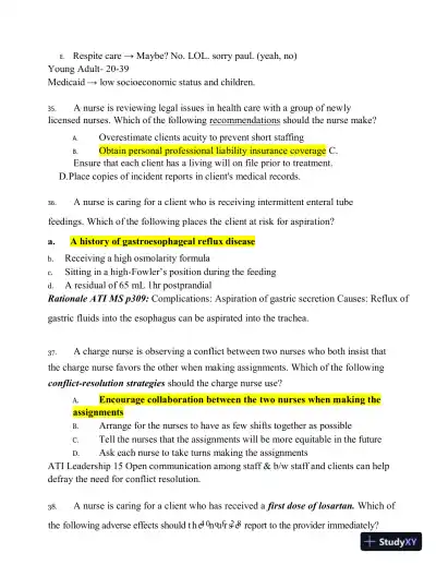 2019 RN Comprehensive Predictor with Answers (180 Solved Questions) - Page 11 preview image