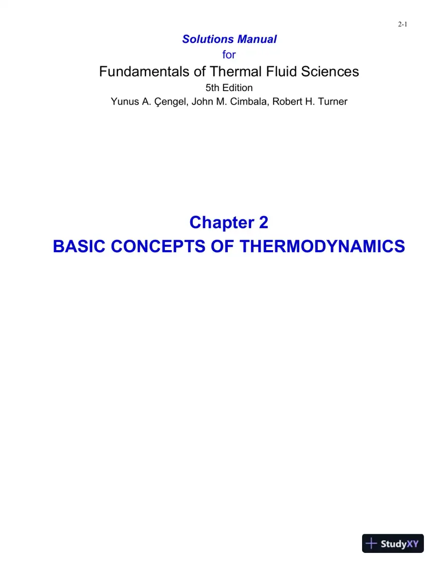 Solution Manual For Fundamentals of Thermal-Fluid Sciences, 5th Edition, page 11