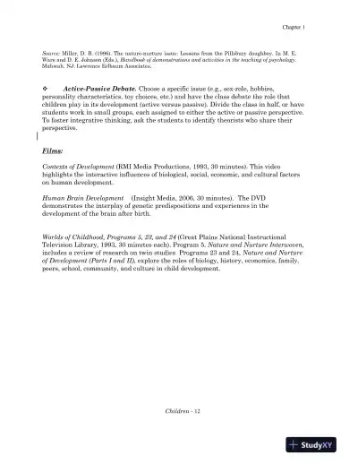 Solution Manual for Children: A Chronological Approach, Fifth Canadian Edition - Page 14 preview image