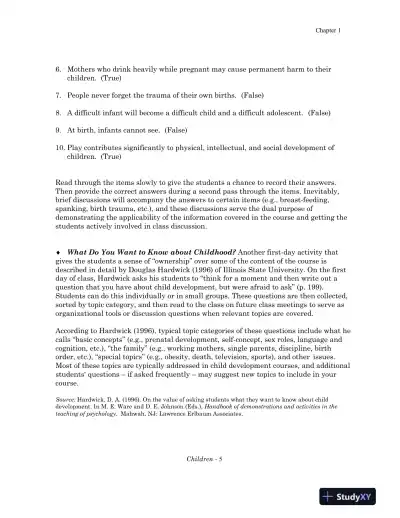 Solution Manual for Children: A Chronological Approach, Fifth Canadian Edition - Page 7 preview image