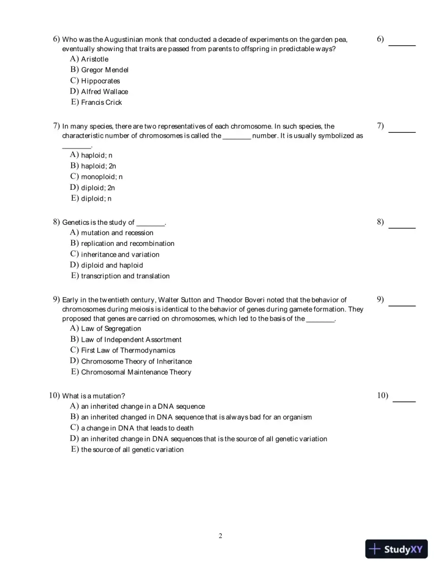 Test Bank for Concepts of Genetics, 12th edition, page 7