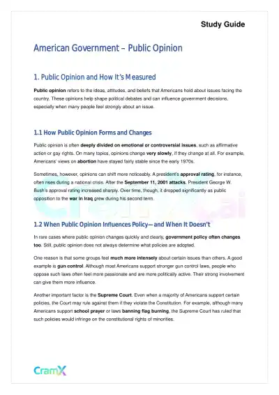 American Government - Public Opinion - Page 1 preview image