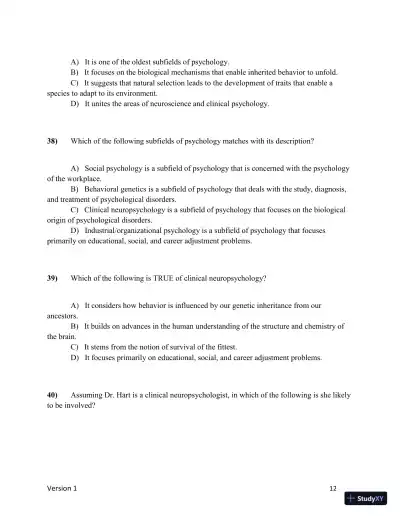 Test Bank for Understanding Psychology, 15th Edition (Chapters 1-5) - Page 13 preview image