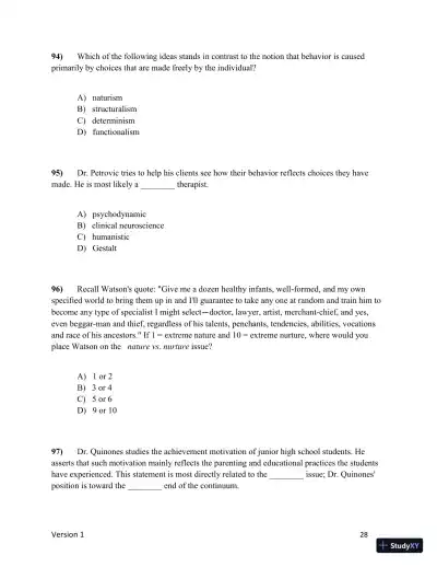 Test Bank for Understanding Psychology, 15th Edition (Chapters 1-5) - Page 29 preview image