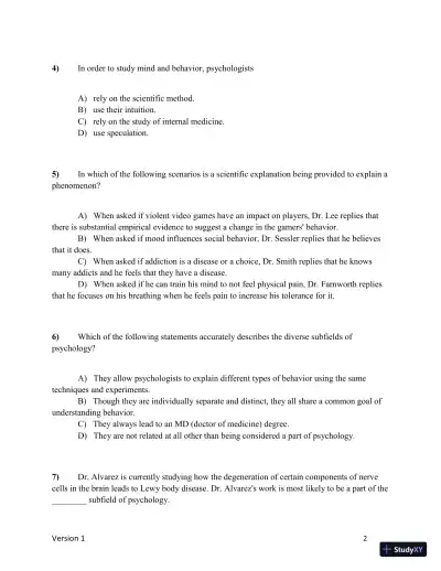 Test Bank for Understanding Psychology, 15th Edition (Chapters 1-5) - Page 3 preview image