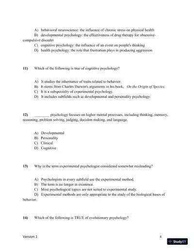 Test Bank for Understanding Psychology, 15th Edition (Chapters 1-5) - Page 5 preview image