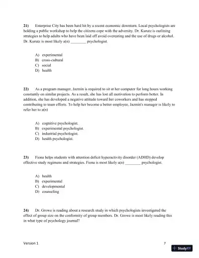 Test Bank for Understanding Psychology, 15th Edition (Chapters 1-5) - Page 8 preview image