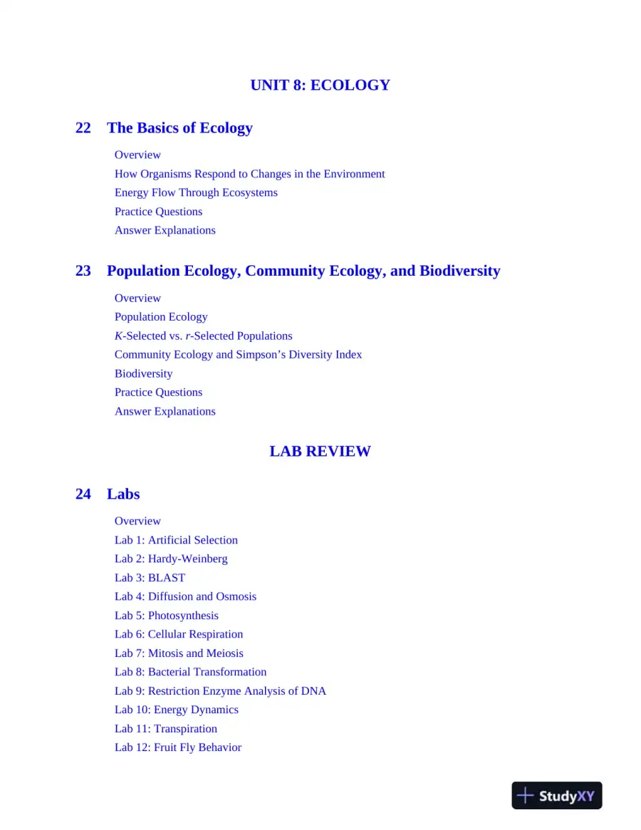 AP Biology Premium, 2024: 5 Practice Tests + Comprehensive Review (2024), page 14