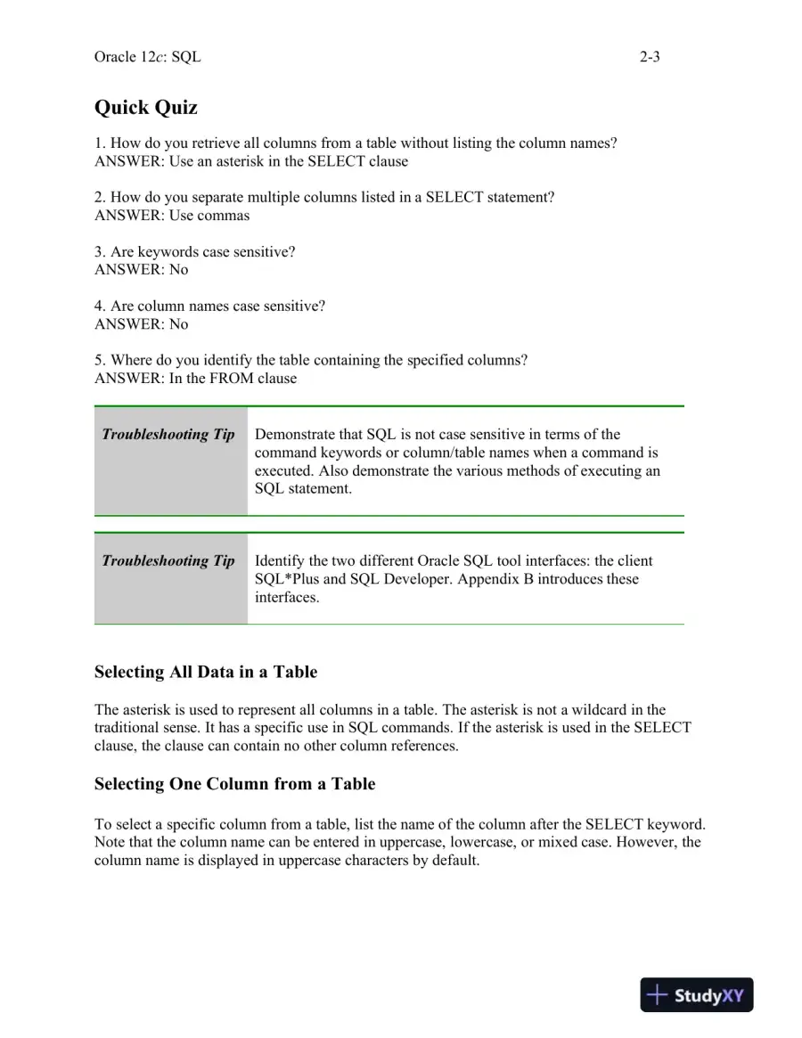 Class Notes For Oracle 12c: SQL, 3rd Edition, page 13