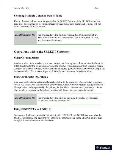 Class Notes For Oracle 12c: SQL, 3rd Edition - Page 14 preview image