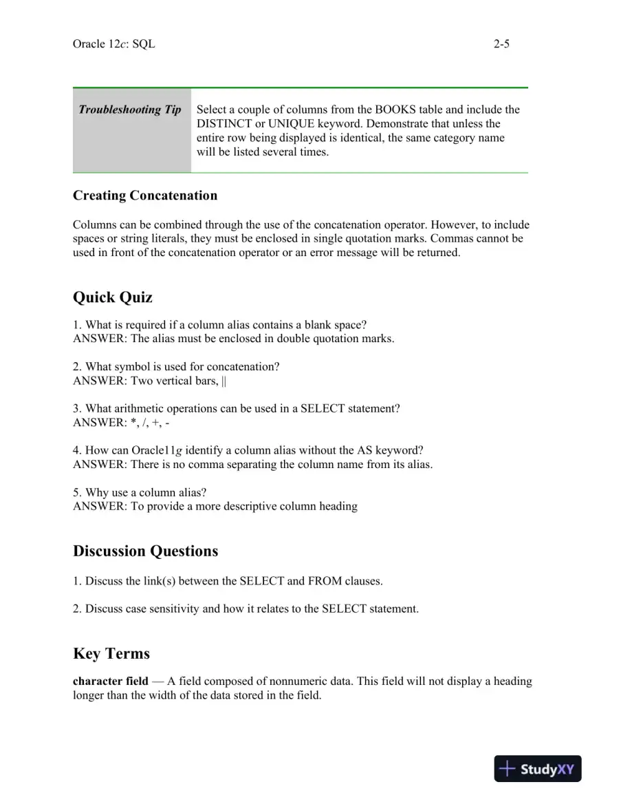 Class Notes For Oracle 12c: SQL, 3rd Edition, page 15