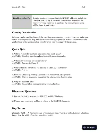 Class Notes For Oracle 12c: SQL, 3rd Edition - Page 15 preview image