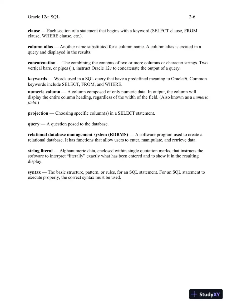 Class Notes For Oracle 12c: SQL, 3rd Edition, page 16