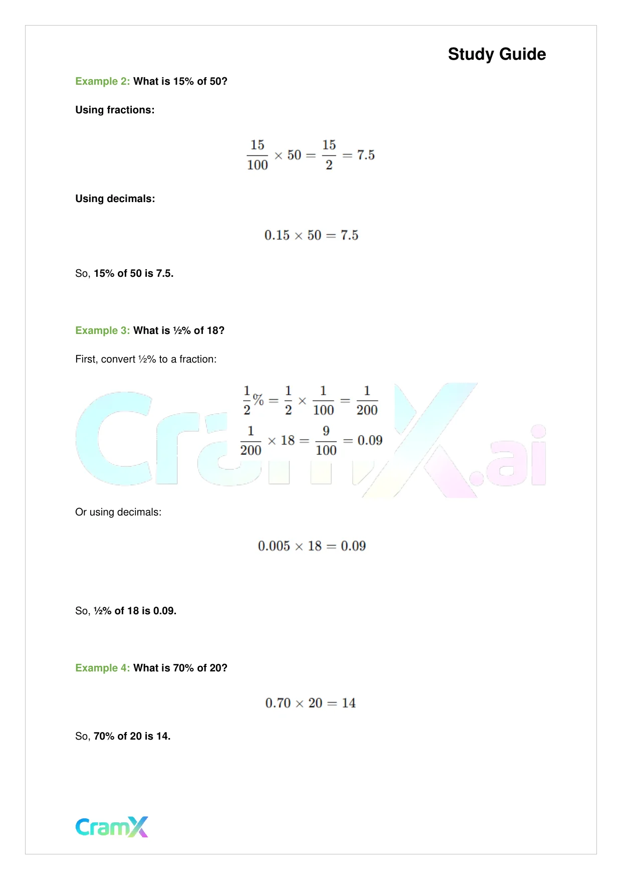 Basic Math and Pre-Algebra - Percents - Page 2 preview image