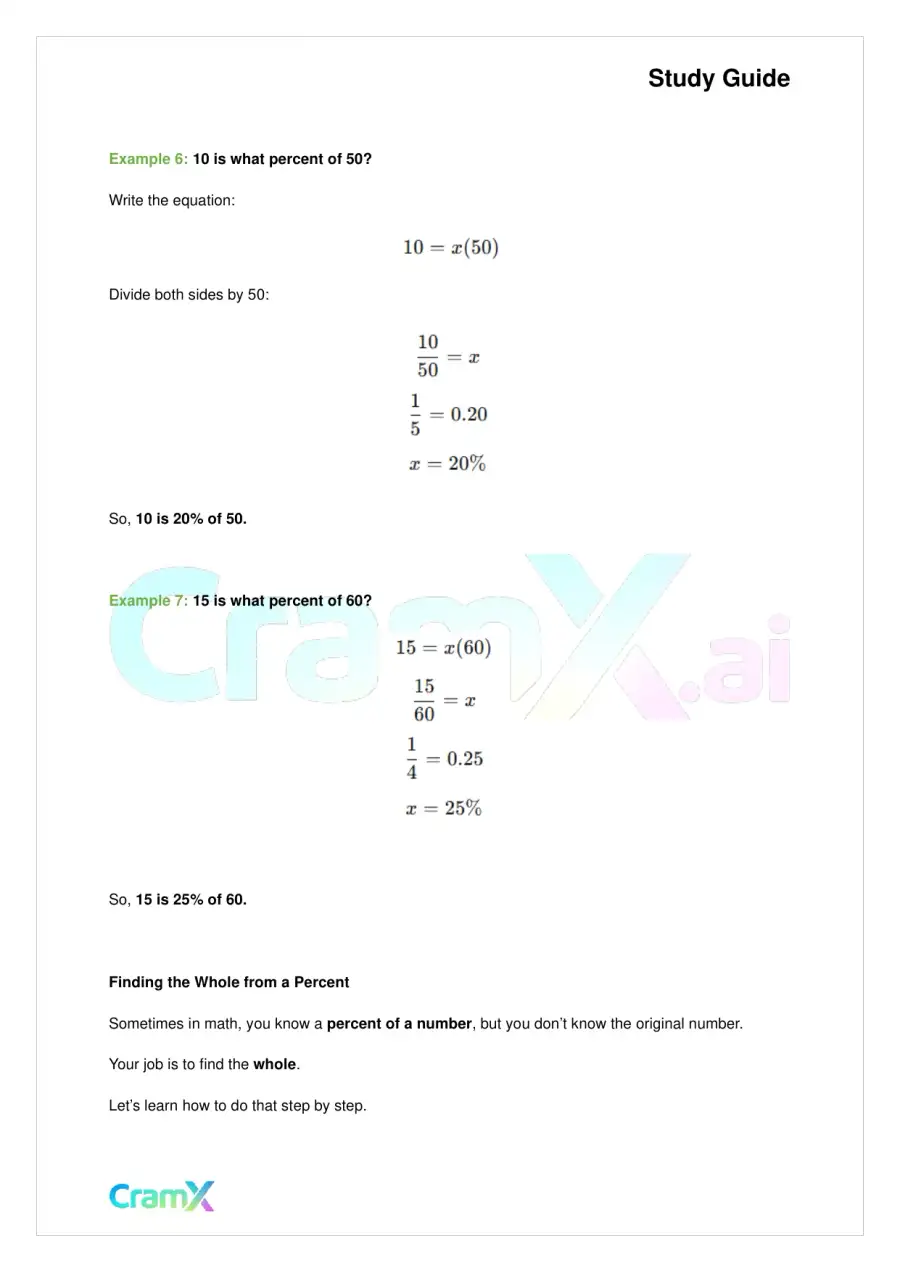 Basic Math and Pre-Algebra - Percents, page 4