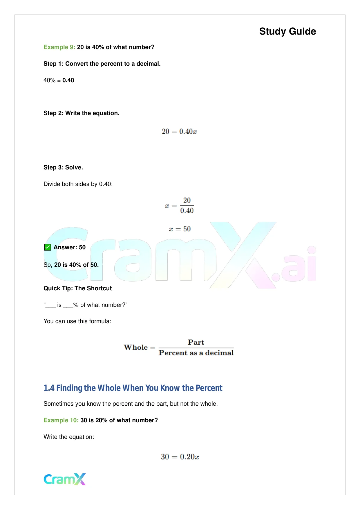 Basic Math and Pre-Algebra - Percents - Page 6 preview image