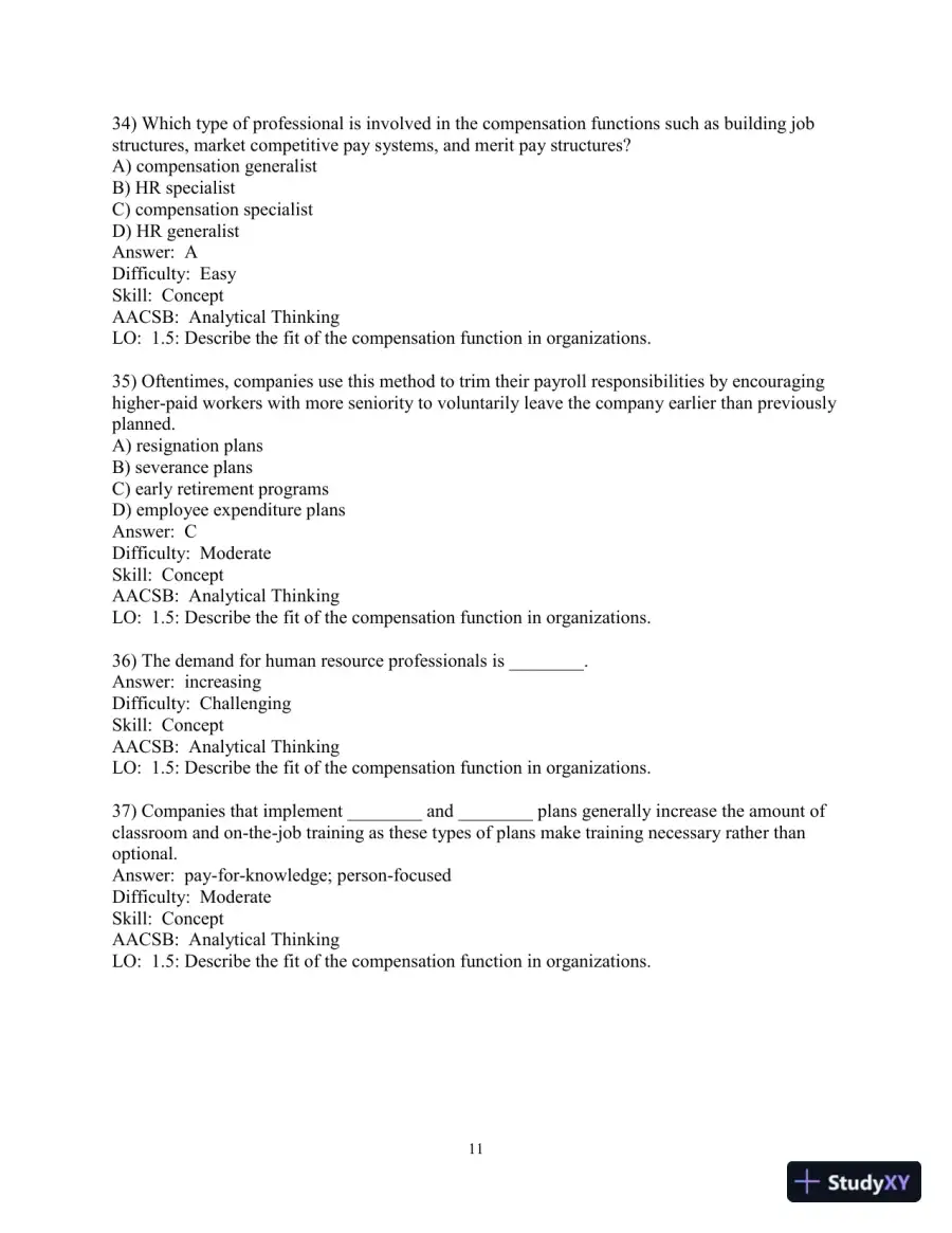 Test Bank for Strategic Compensation: A Human Resource Management Approach, 10th Edition, page 12