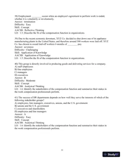 Test Bank for Strategic Compensation: A Human Resource Management Approach, 10th Edition - Page 13 preview image