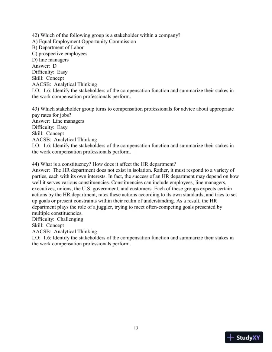 Test Bank for Strategic Compensation: A Human Resource Management Approach, 10th Edition, page 14